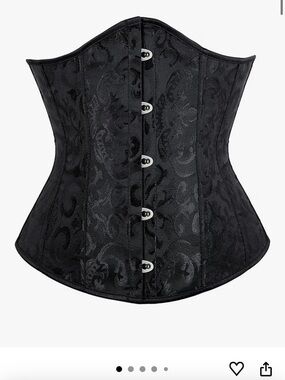 Black Long-Sleeve Corset Top with Floral Satin Panels